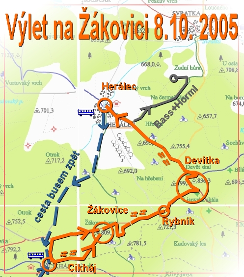 Mapka na�� trasy na v�let�